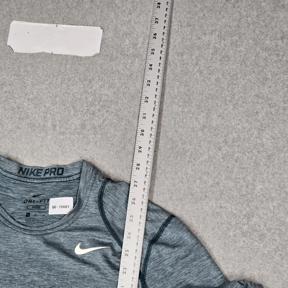 Nike Men Shirt M Gray Activewear Top Dri-Fit Nike Pro Fitted Logo Slim Stretch